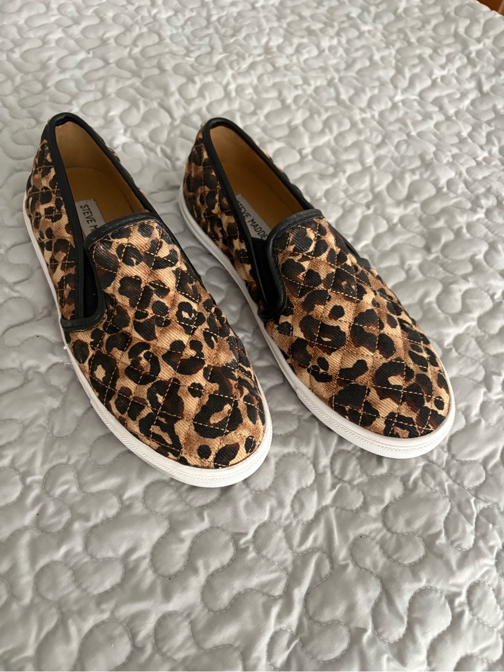 Steve Madden Leopard Print Slip-On Sneakers - Tan & Black